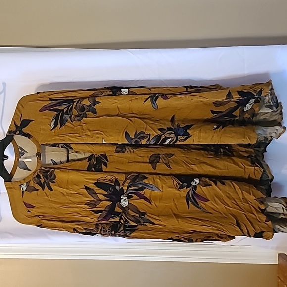 Free People Tops - Free People Tree Swing Tunic Dress Womens Large Amber Floral Oversized Boho